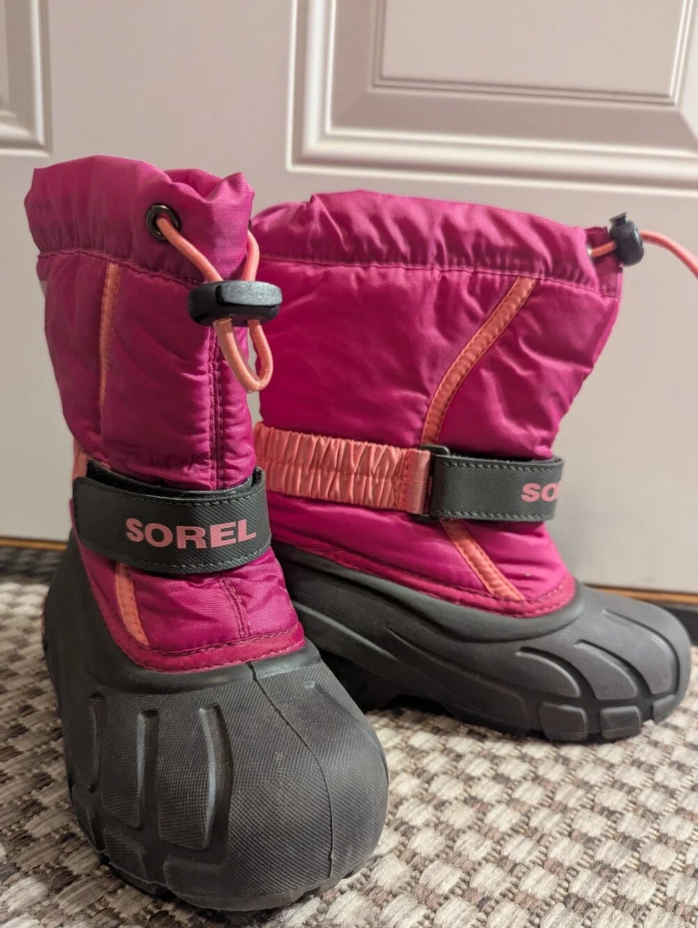 Sorel Youth Flurry Snow Boots Deep Blush Tropic Pink Insulated Waterproof 11